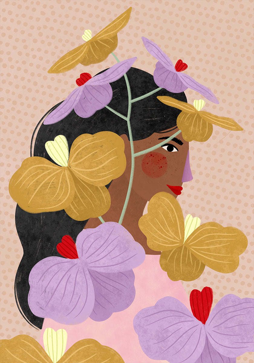 Skrytý Za žluté Fialové Květiny Plakát