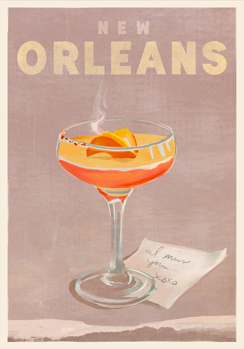 New Orleans Cocktail Travel Plakát