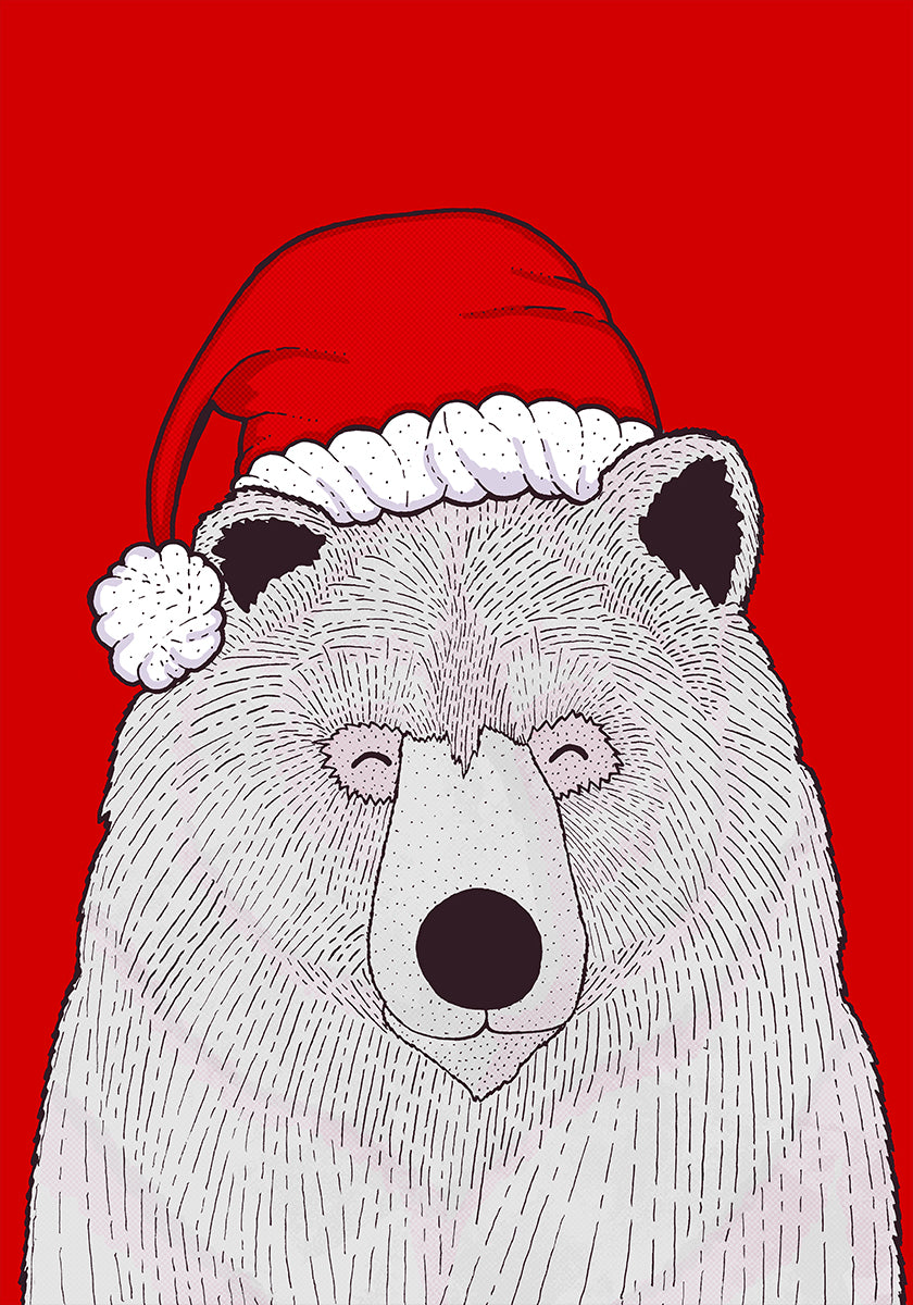 Santa červený medvěd plakát