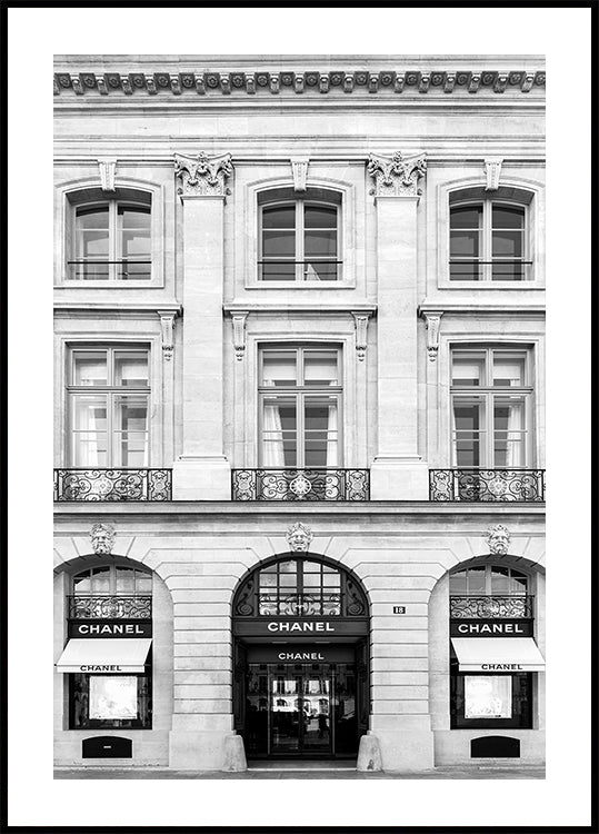 Černobílý plakát Chanel Paris Boutique