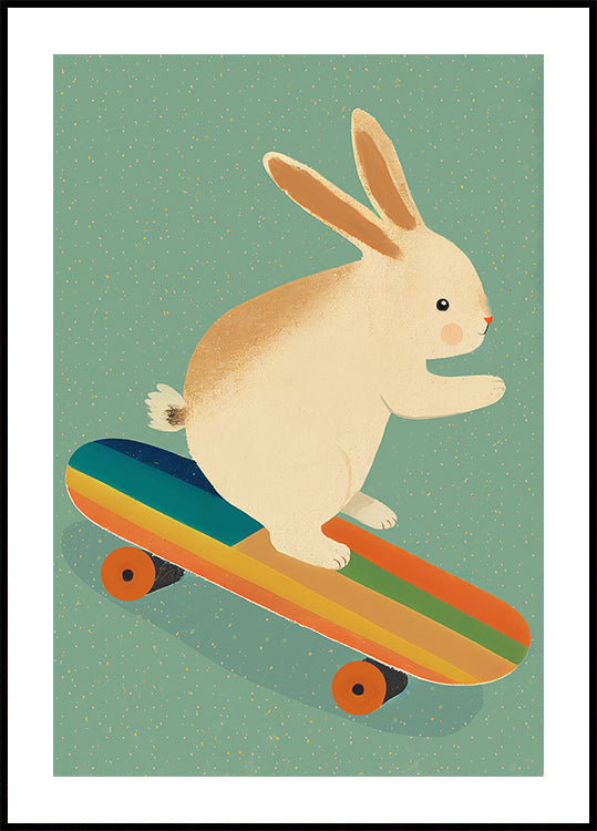 Plakát Skateboarding Bunny