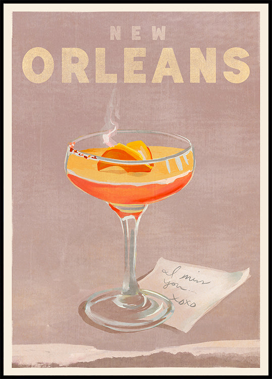 New Orleans Cocktail Travel Plakát