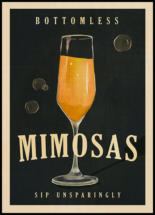 Bezedné mimózy Art Deco Cocktail Bar Art Plakát