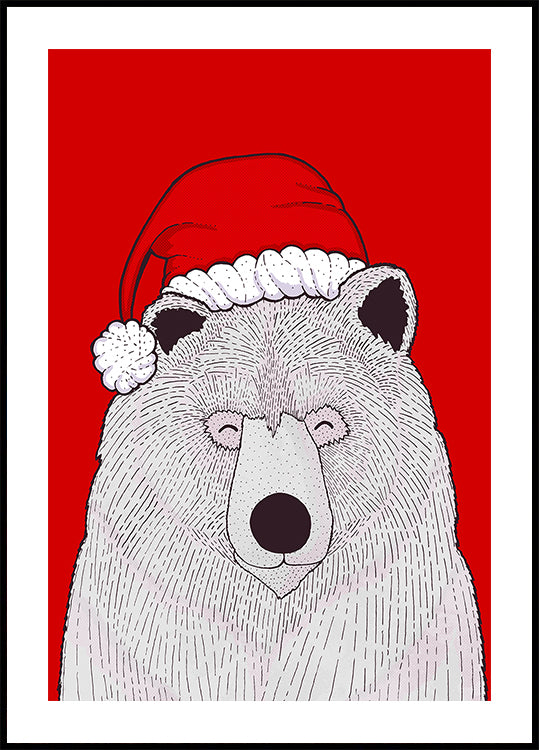 Santa červený medvěd plakát