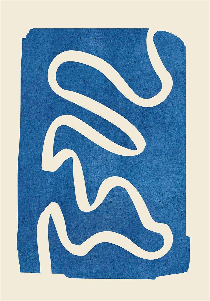 Geometrický abstraktní minimální modrý plakát