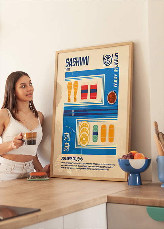 Sashimi japonské jídlo tisk plakát