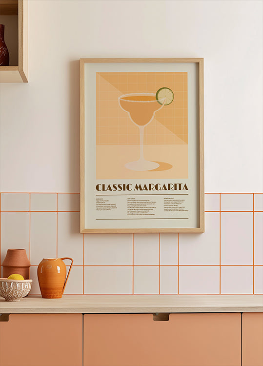 Klasický koktejl Margarita, Recept Art Plakát