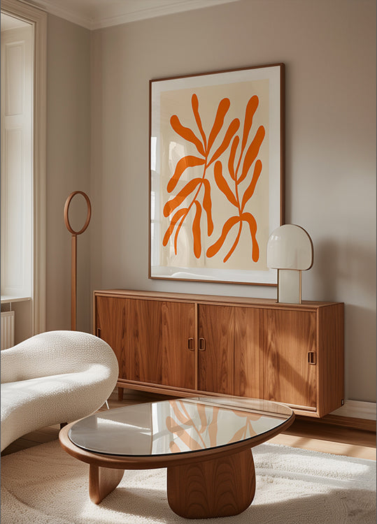 Oranžové stylizované větve plakát