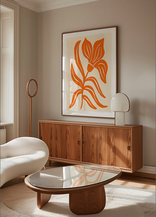 Abstraktní oranžový stylizovaný tulipán plakát