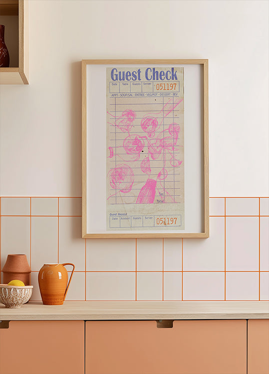 Cheers Guest Check Pink Plakát