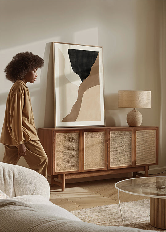 Abstraktní béžové a hnědé umění plakát