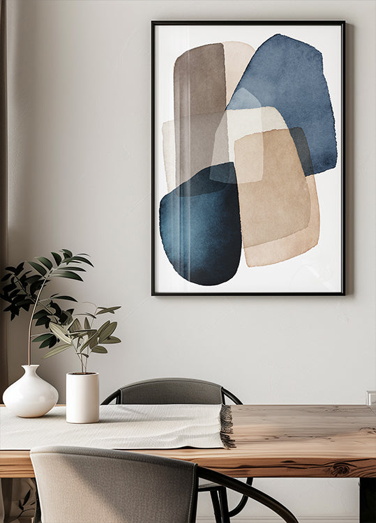 Modré Hnědé Bloky Plakát