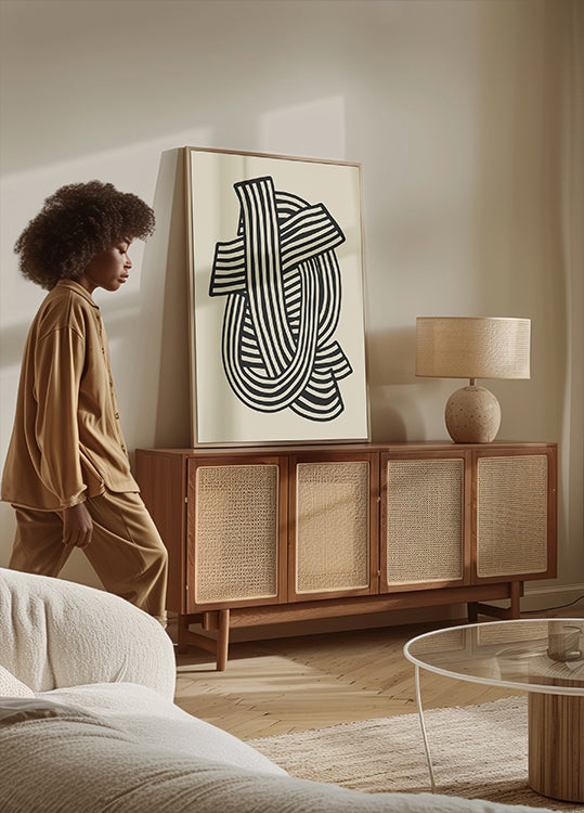 Pruhované Abstraktní V černém Plakátu