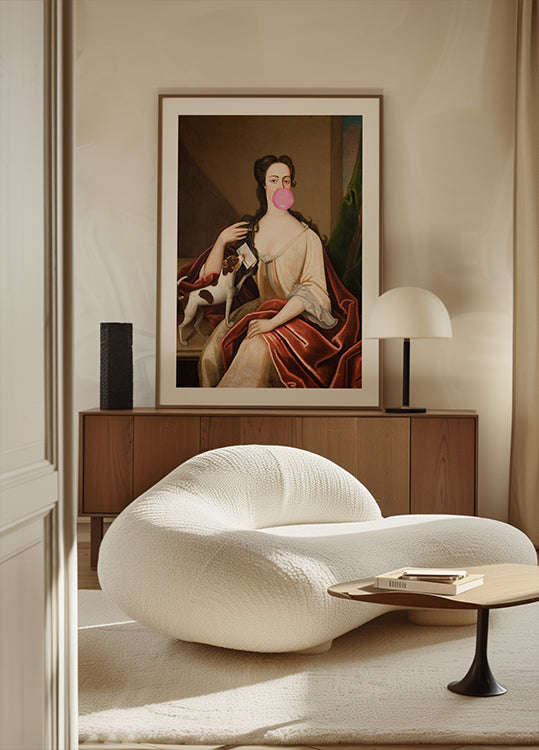 Renesanční žvýkačkový portrét a pes / pozměněný umělecký plakát