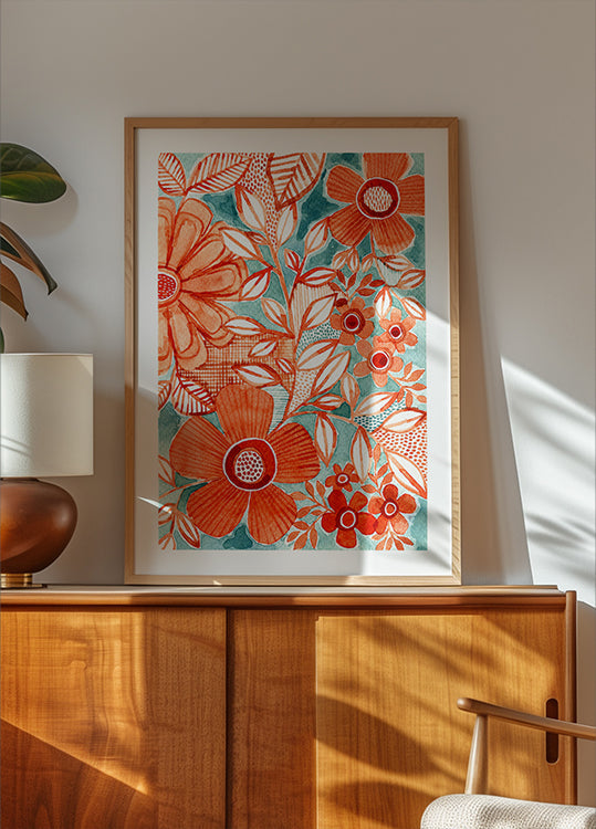 červené Sedmikrásky S Aqua Plakát