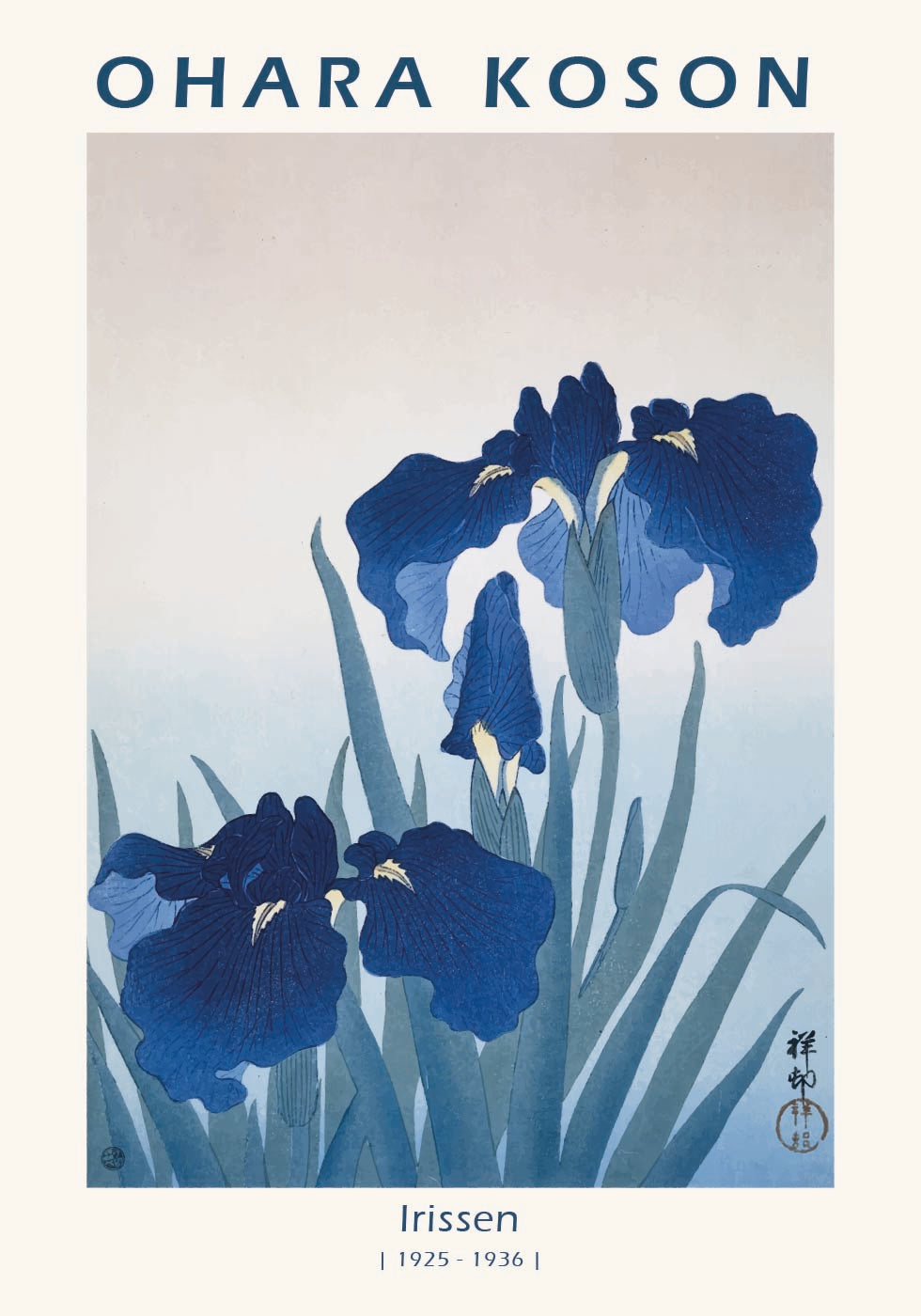 Irissen, Japanese Floral Woodblock Plakat - Posterbox.dk
