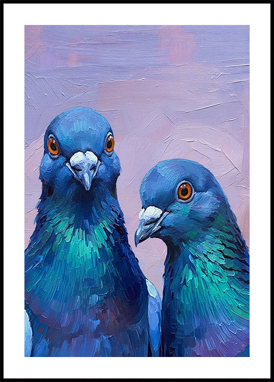 Twin Indigo Pigeons Poster - Posterbox