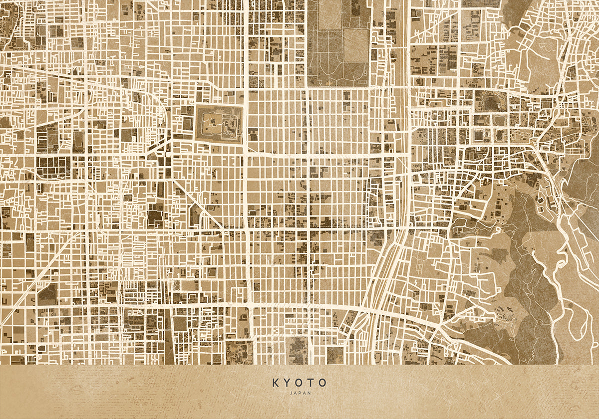 Sepia mapa Kyoto (NOVÁ)