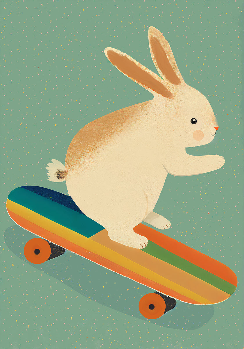 Plakát Skateboarding Bunny