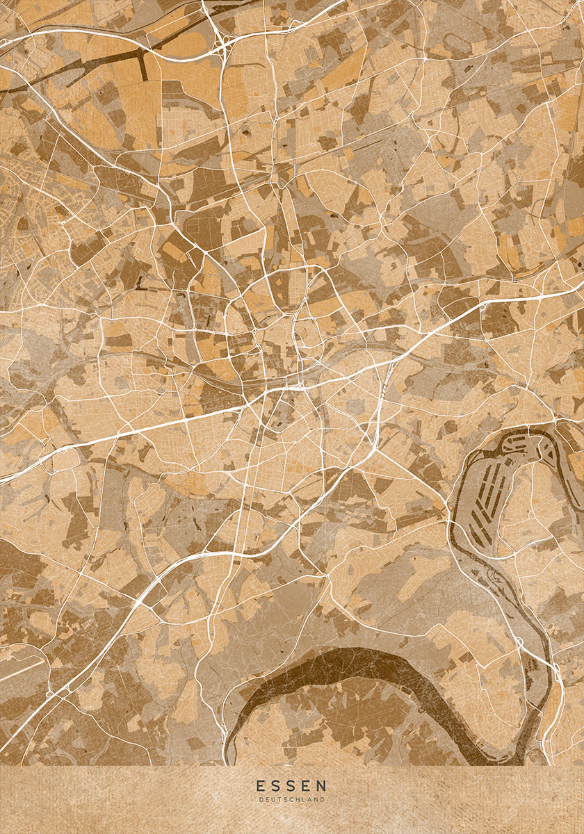 Sepia vintage mapa centra Frankfurtu v Německu (NOVINKA)