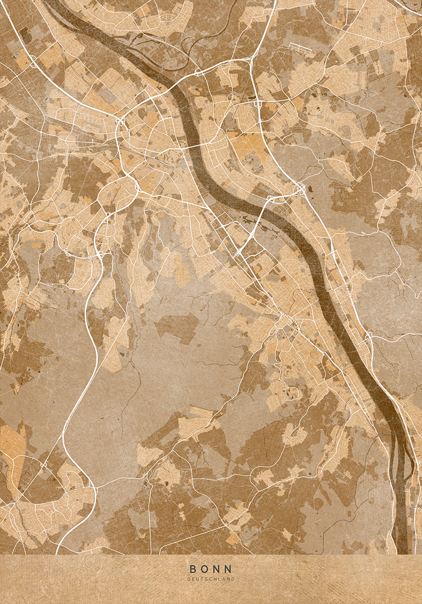 Sepia vintage mapa Bonnu Německo (NOVINKA)