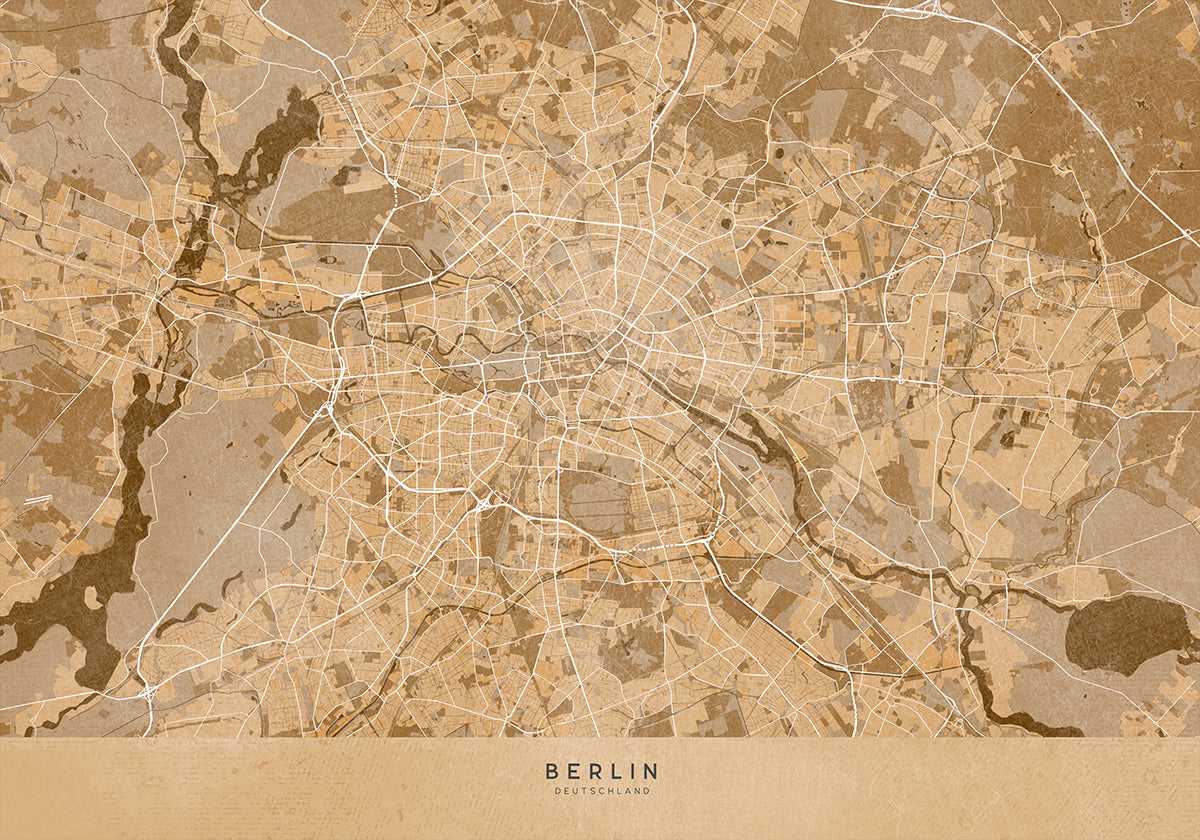 Sepia vintage mapa Berlína v Německu (NOVINKA)