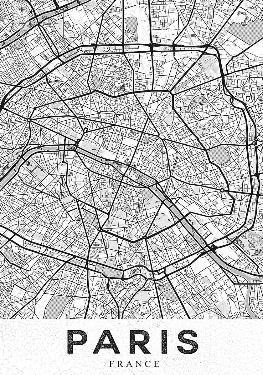 Paříž bílý plakát