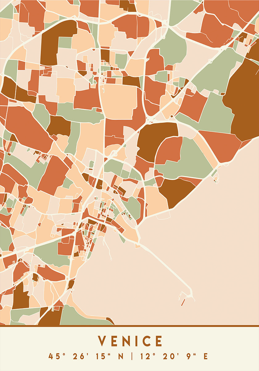 Black Maps Earth Tones 91 Plakát