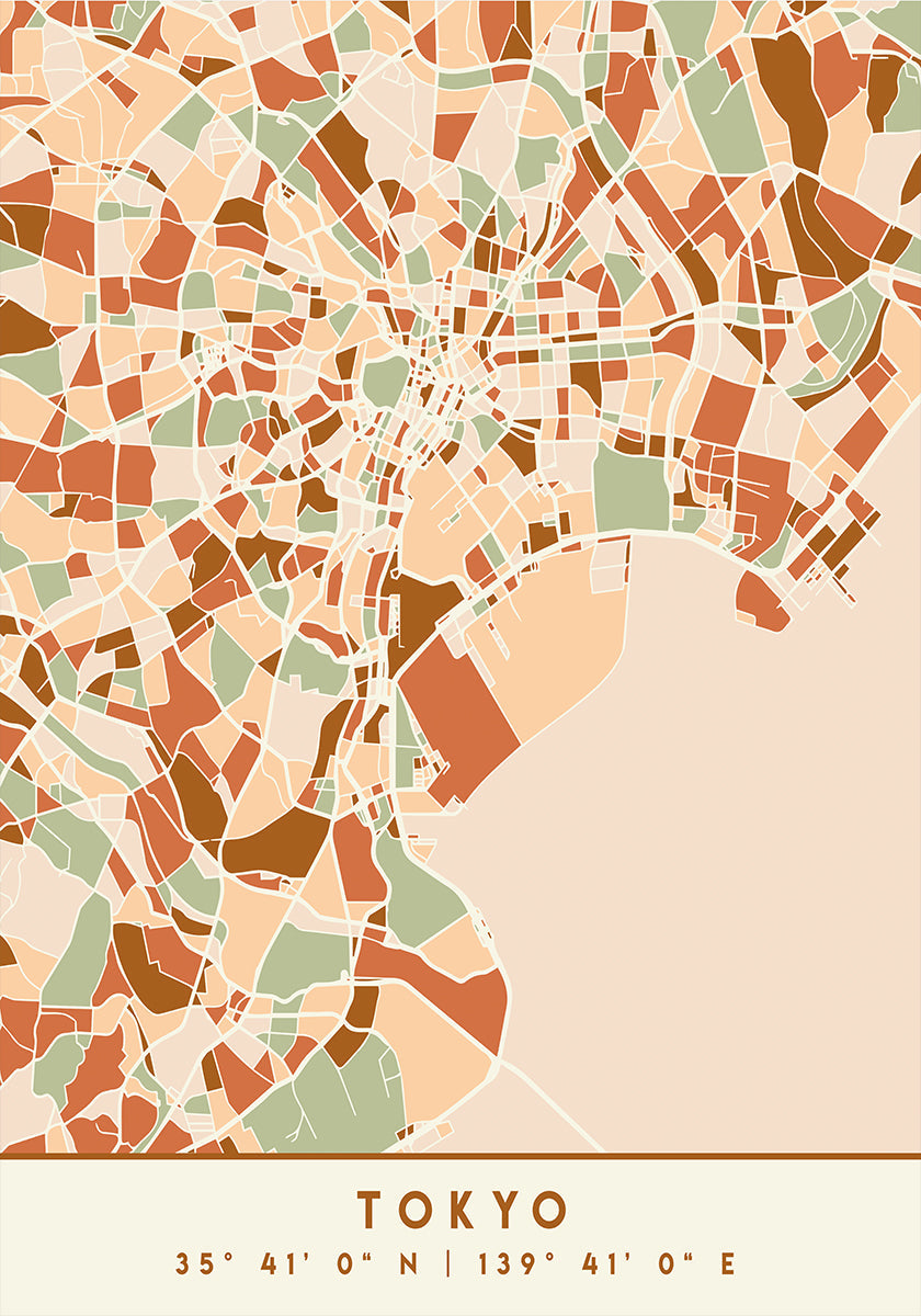 Plakát Black Maps Earth Tones 88