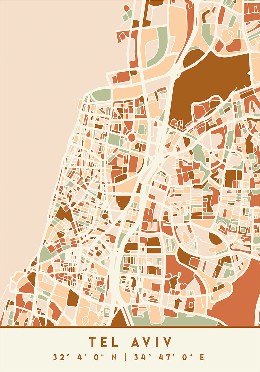 Plakát Black Maps Earth Tones 87