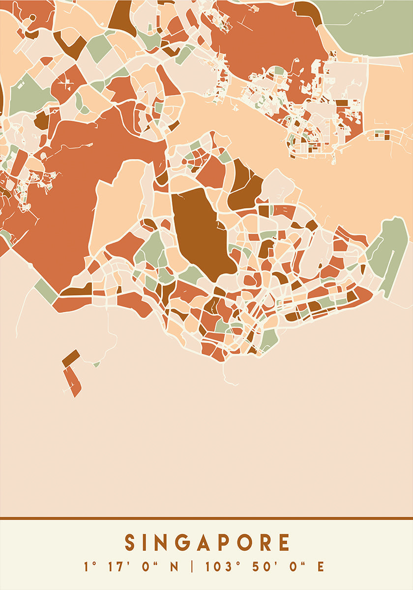 Plakát Black Maps Earth Tones 81