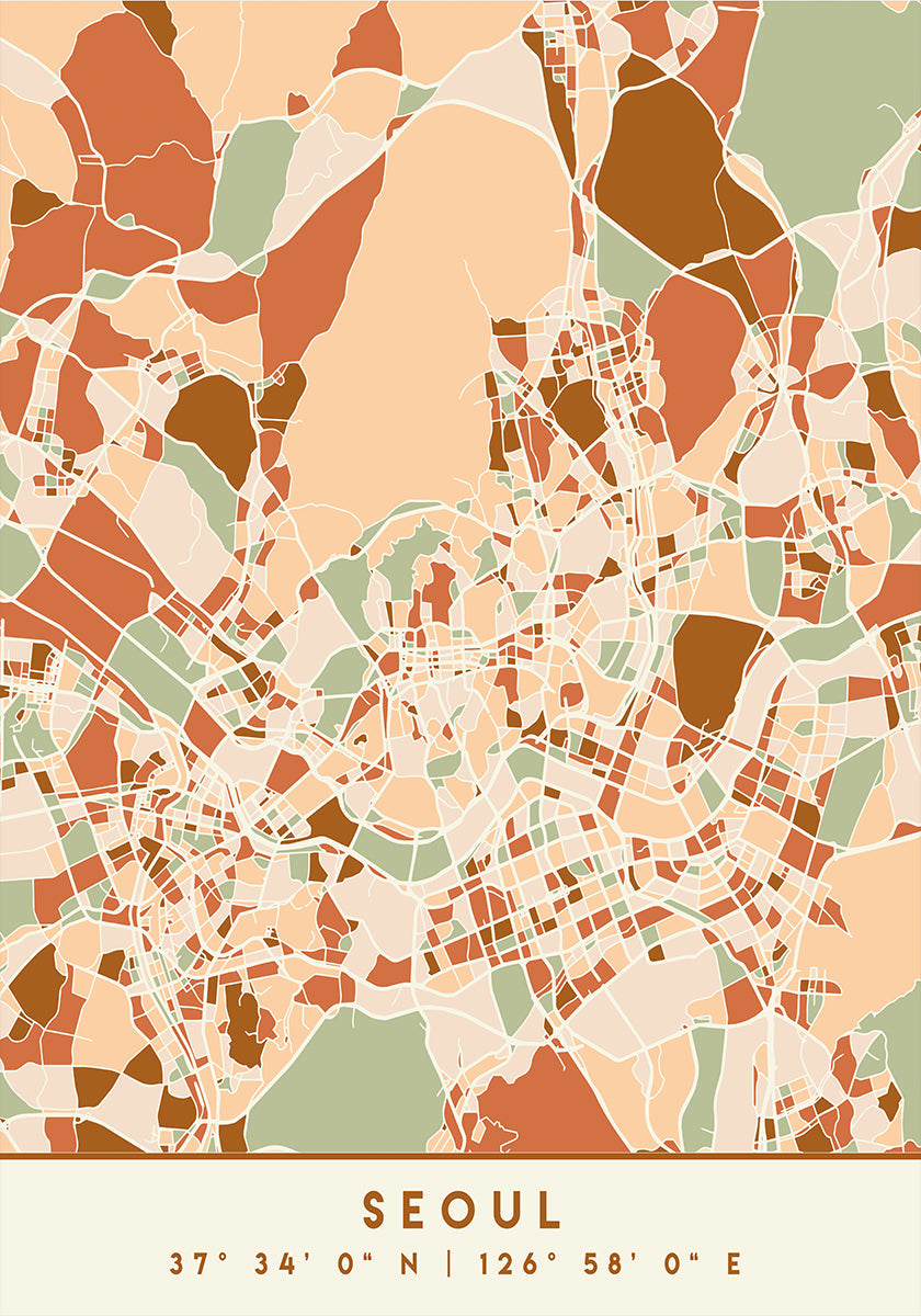 Plakát Black Maps Earth Tones 79