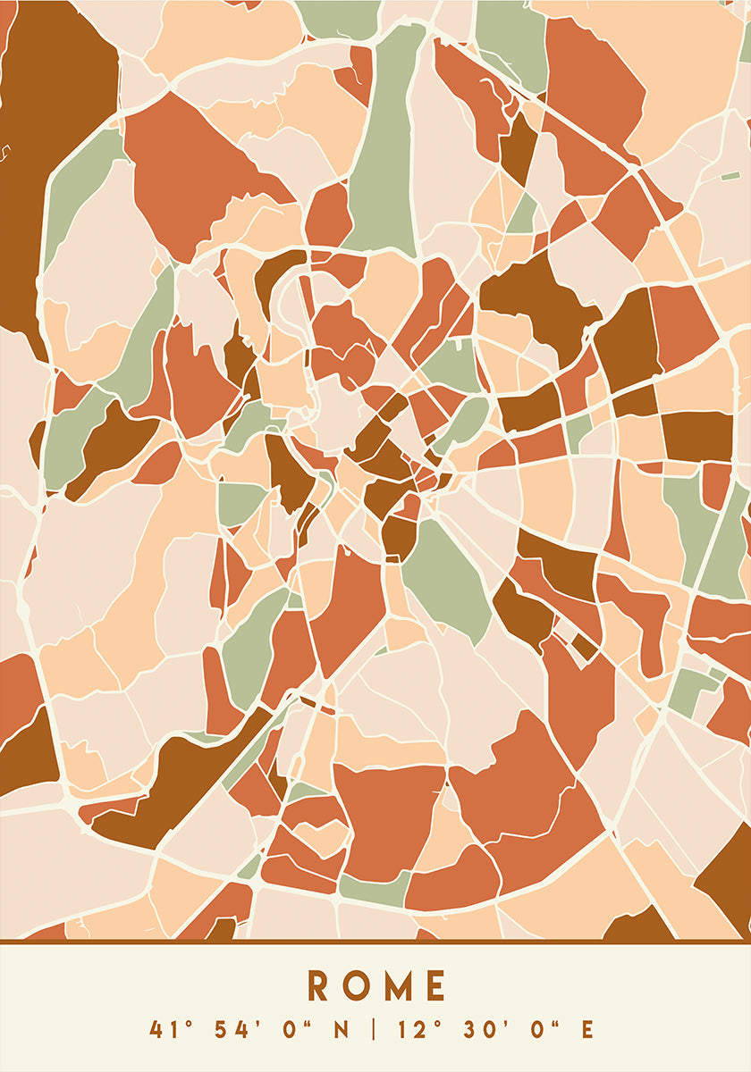 Plakát Black Maps Earth Tones 72