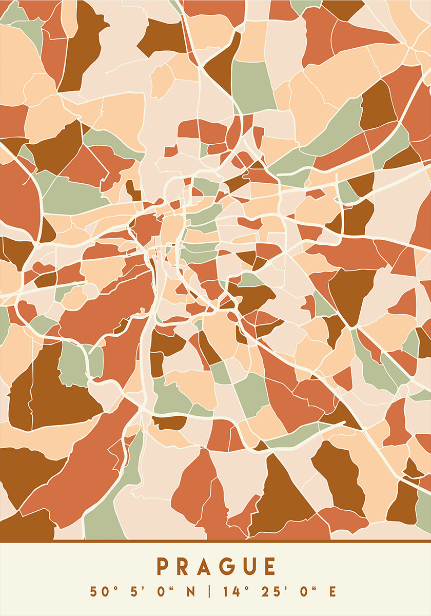 Plakát Black Maps Earth Tones 69