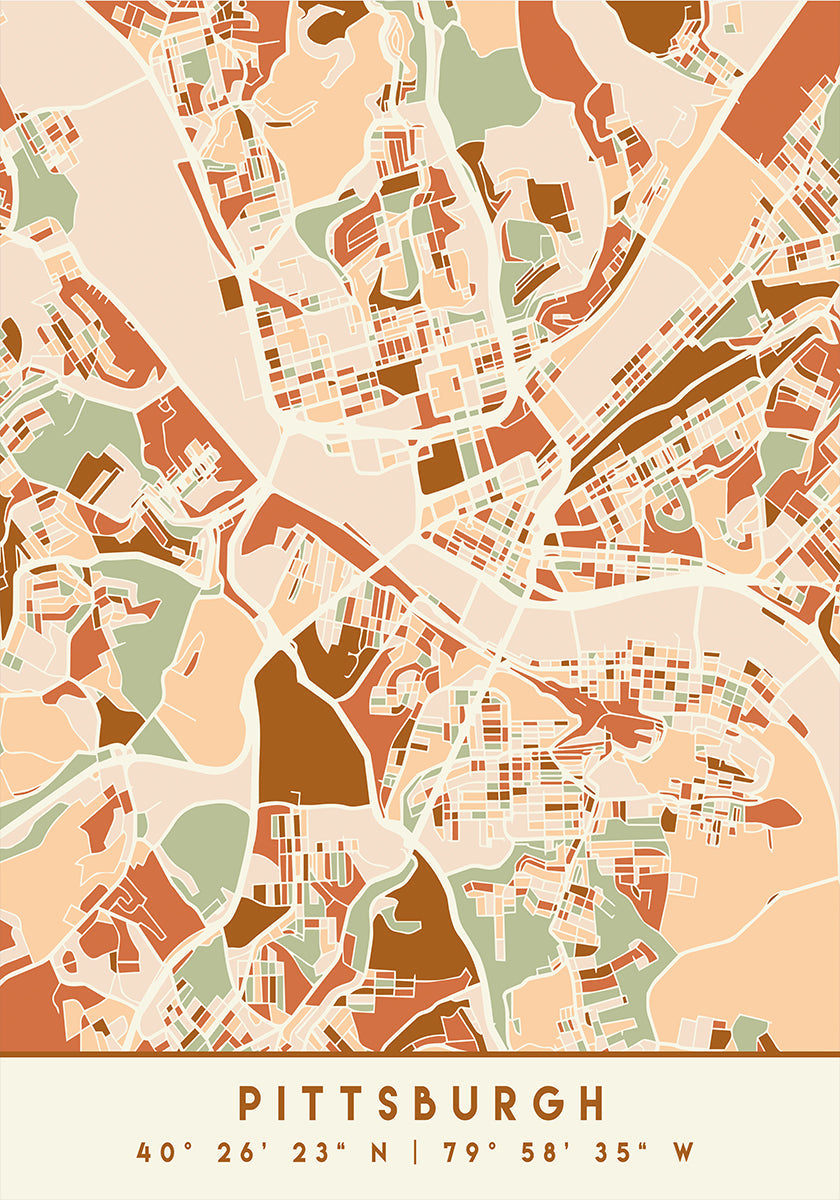 Plakát Black Maps Earth Tones 67