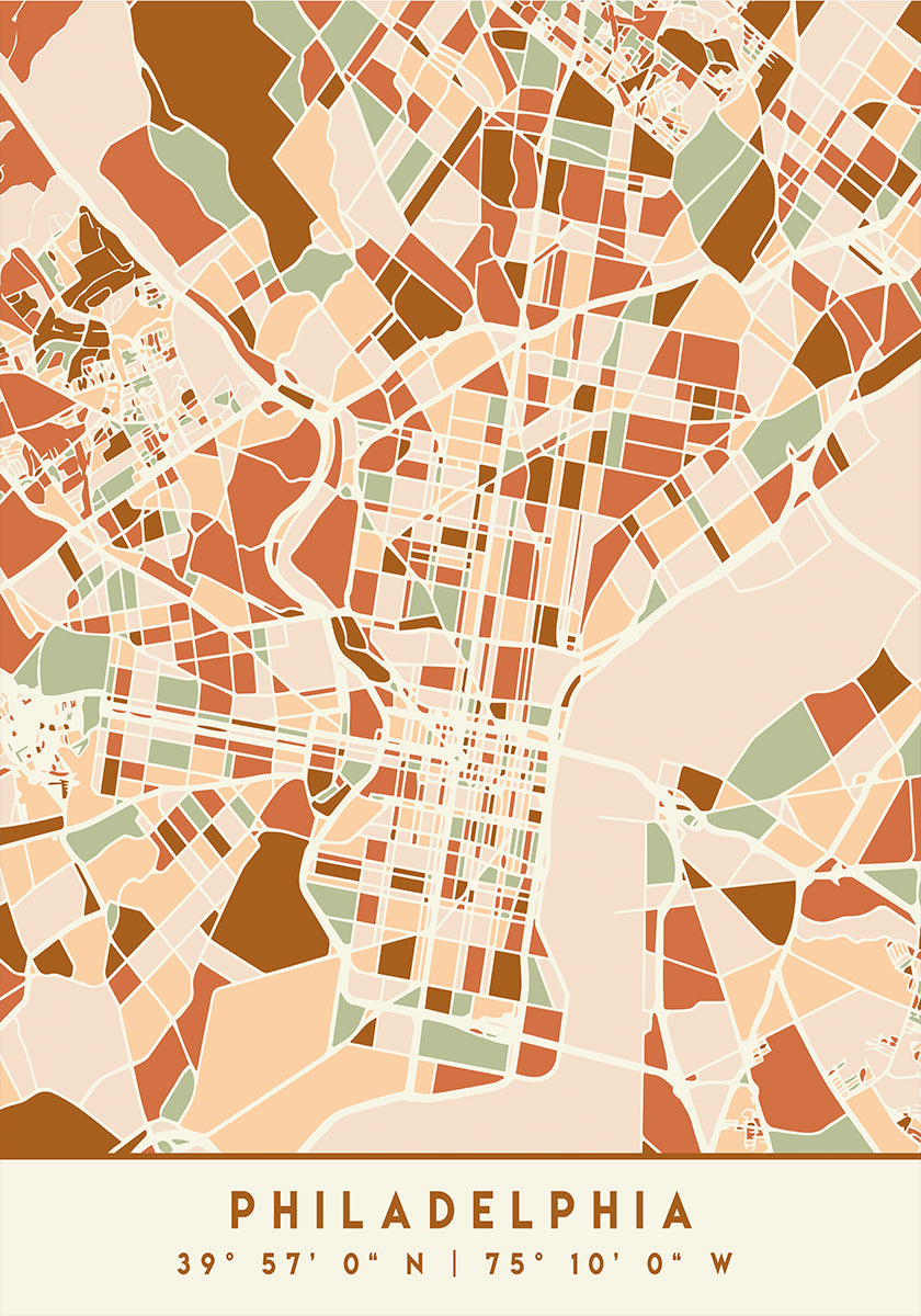 Plakát Black Maps Earth Tones 65