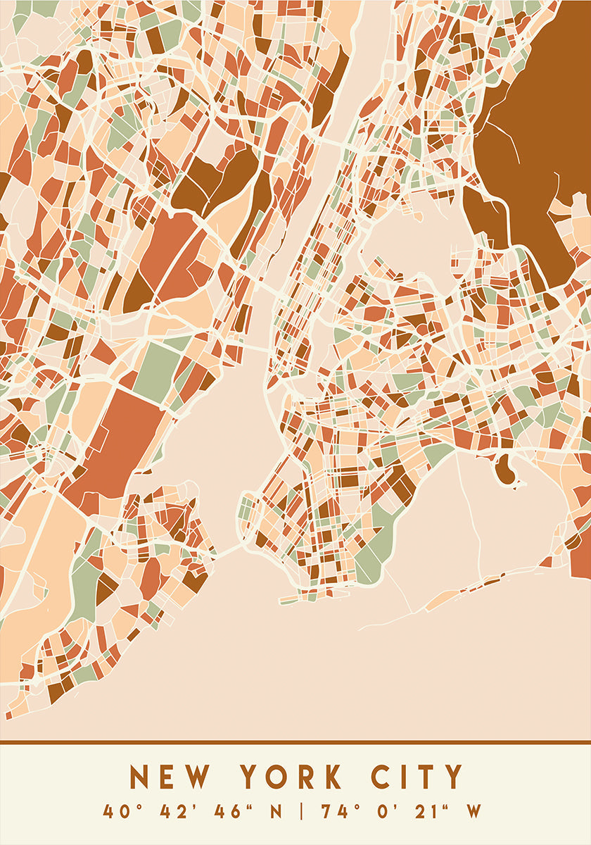 Plakát Black Maps Earth Tones 61