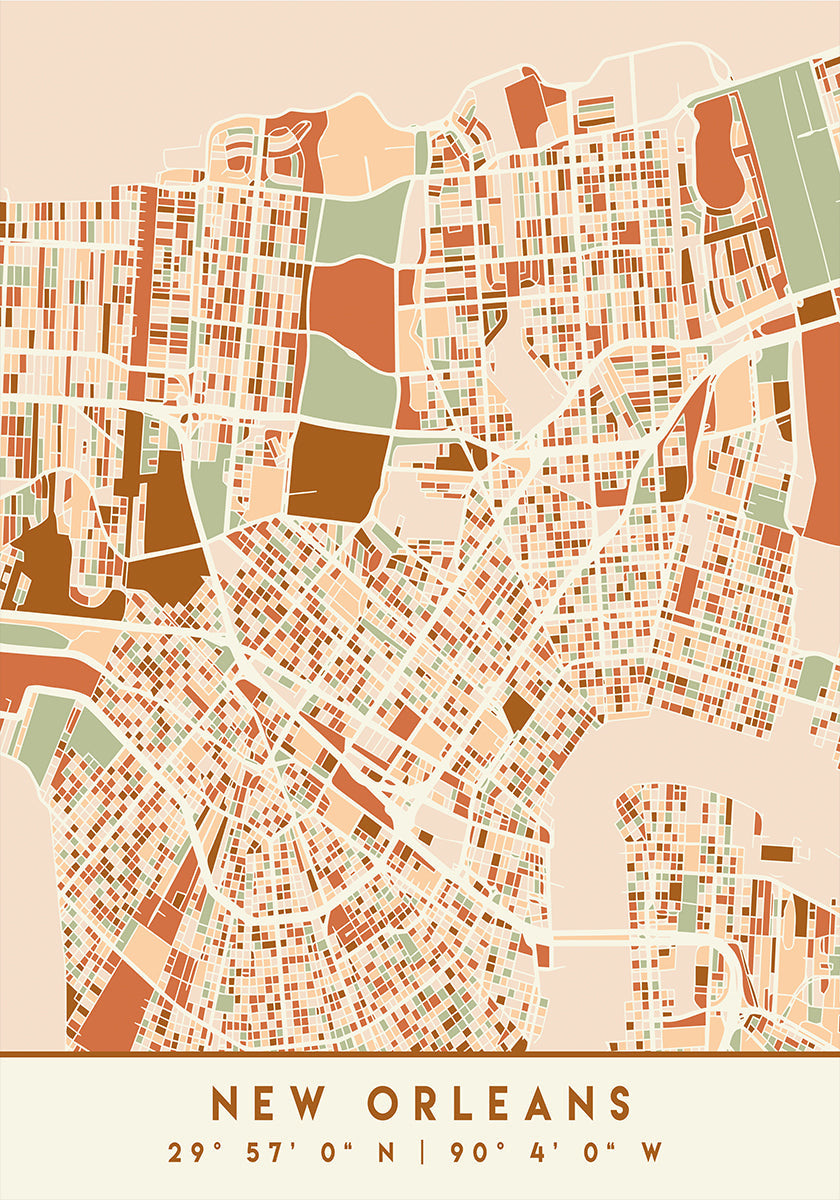 Plakát Black Maps Earth Tones 60