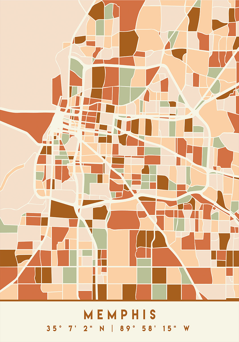 Plakát Black Maps Earth Tones 51