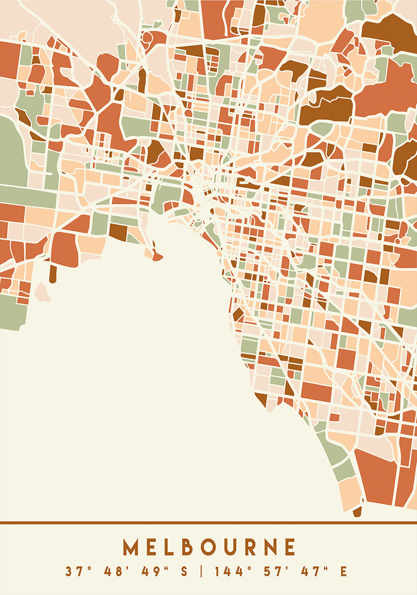 Plakát Black Maps Earth Tones 50