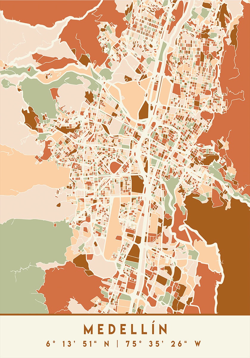 Black Maps Earth Tones 49 Plakát