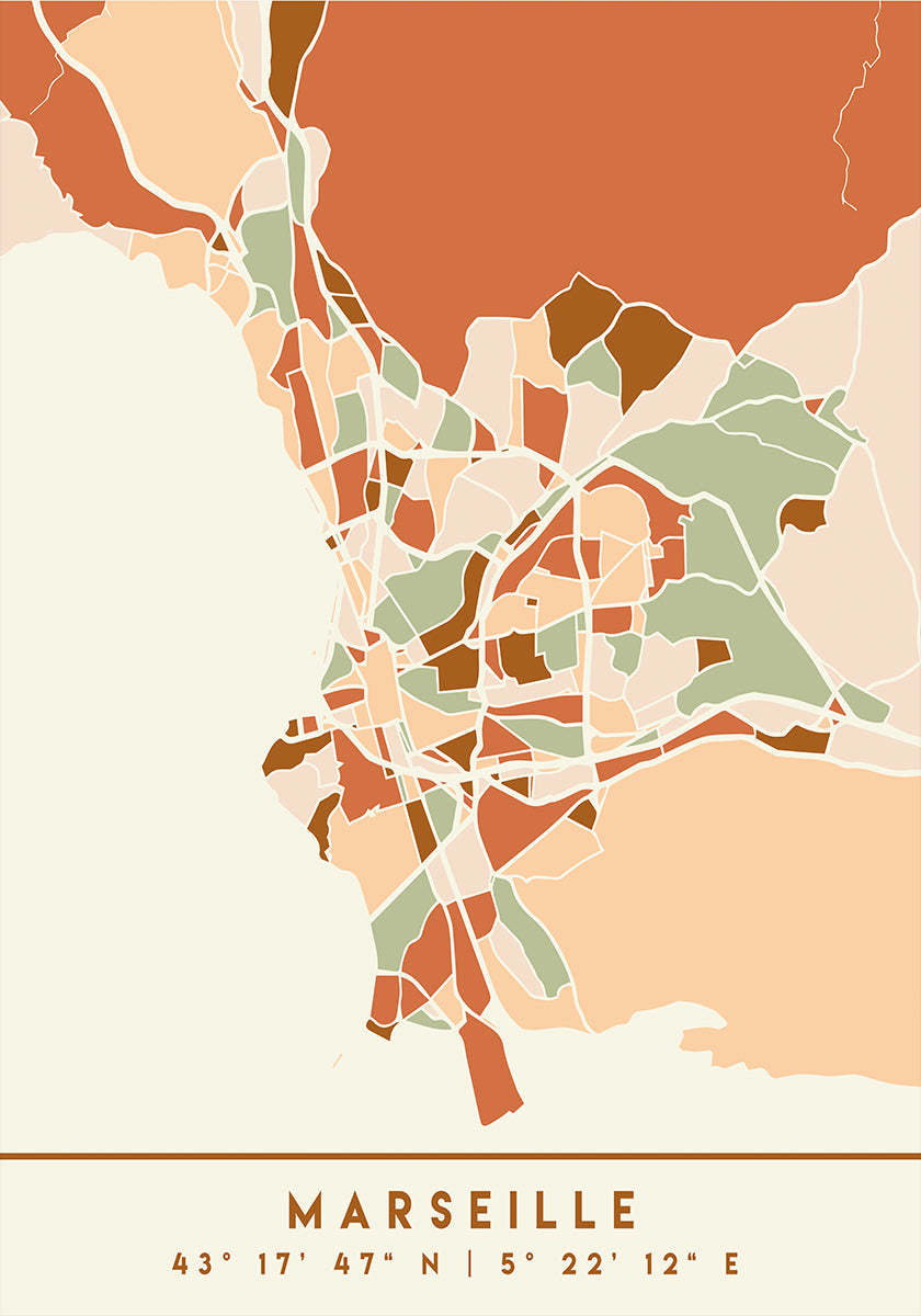 Plakát Black Maps Earth Tones 48