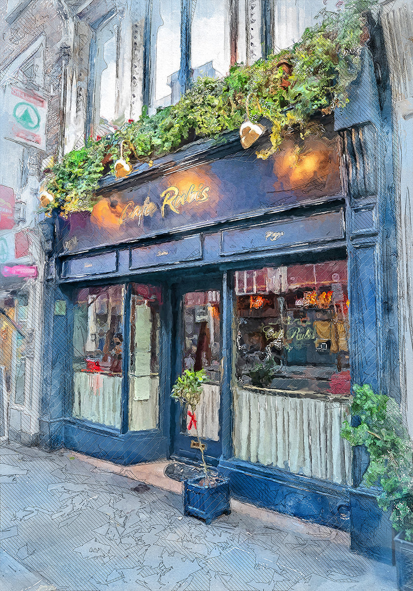 Dublin City Watercolor Art Irsko (10)