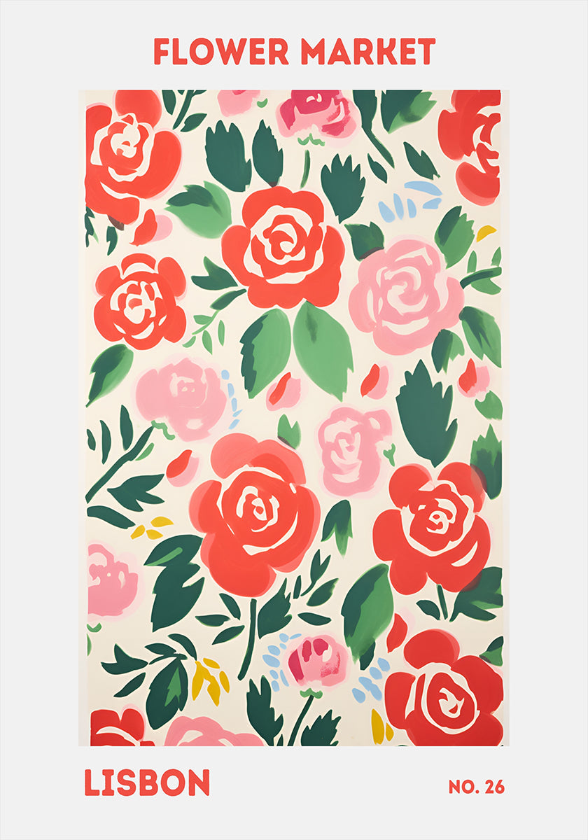 Květinový trh Lisabon plakát