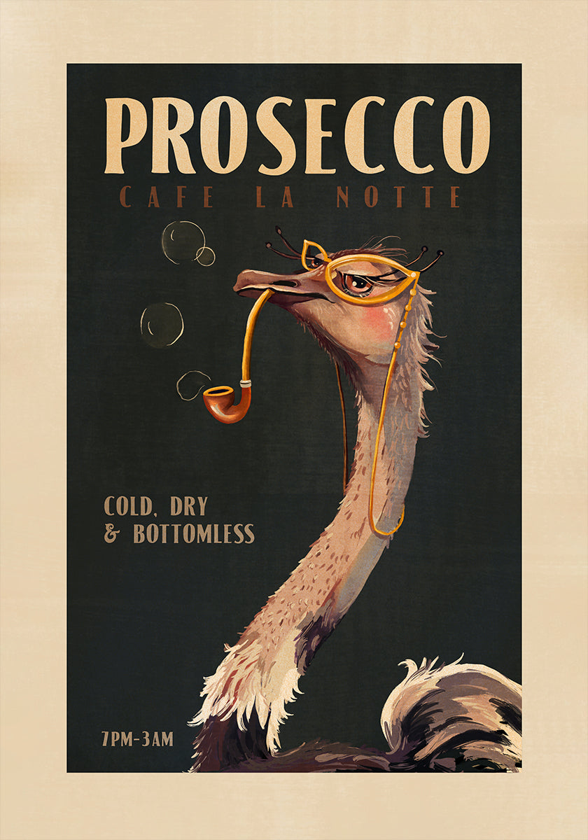 Art Deco Prosecco Nástěnné Umění Pštrosího Plakátu