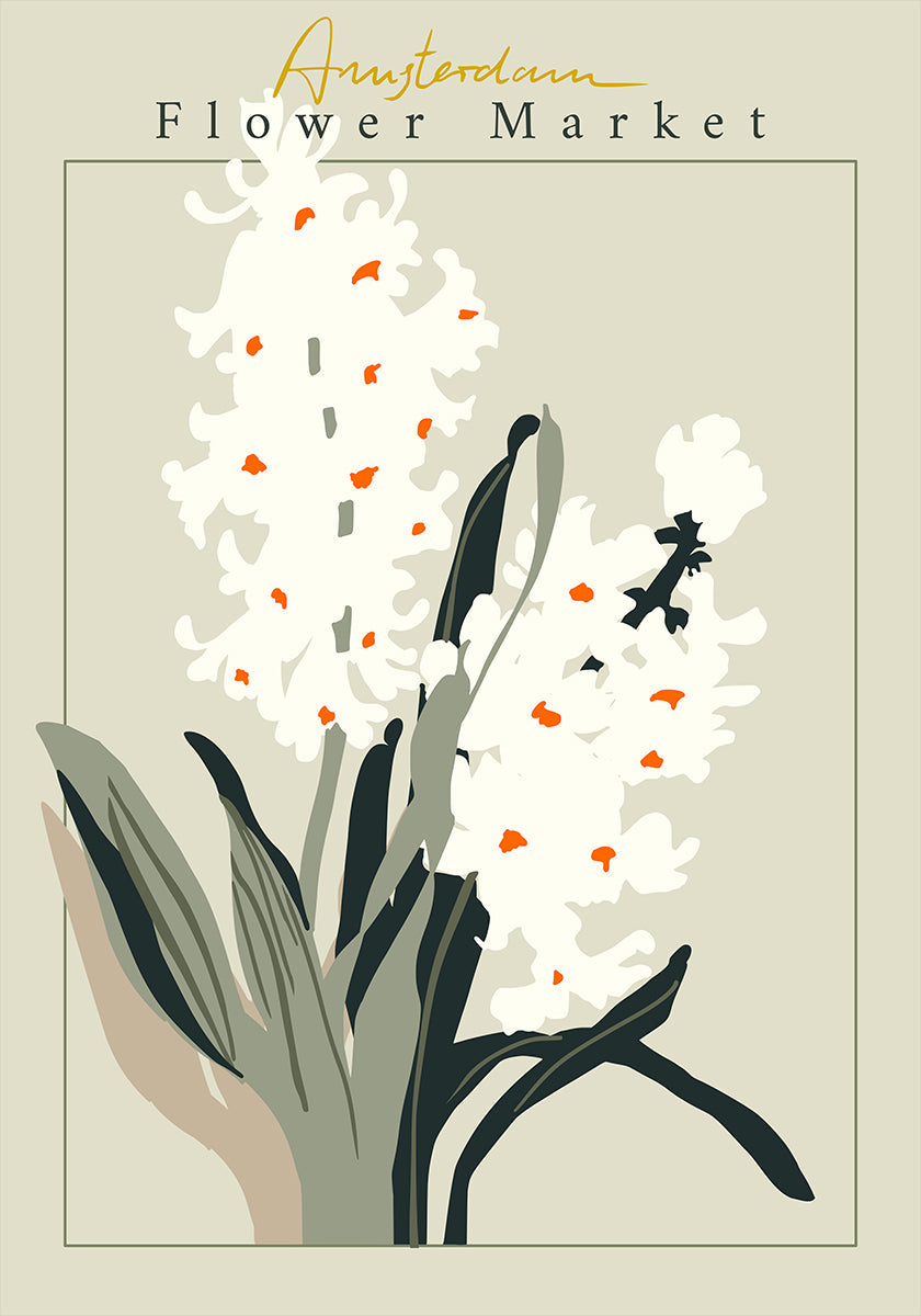 Květinový trh Amsterdam Hyacint plakát
