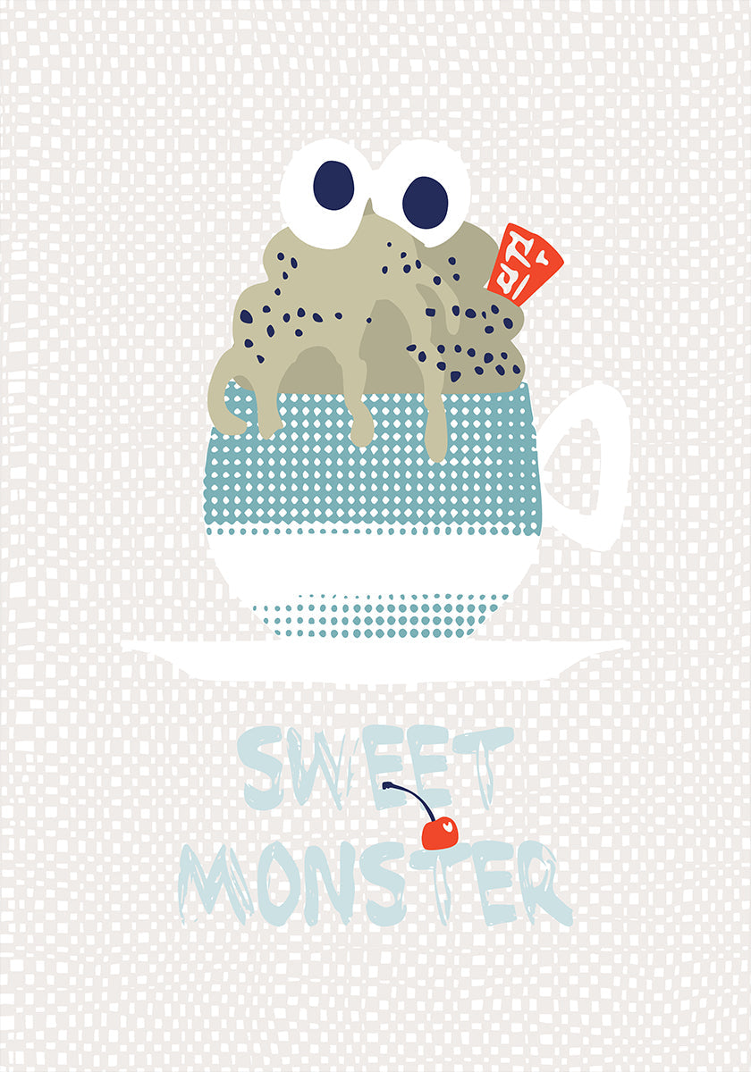 Plakát sladké monstrum cupcake mint
