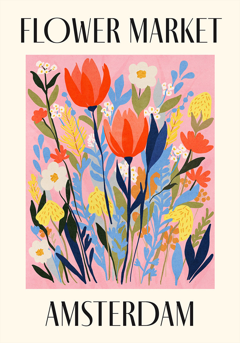 Květinový trh Amsterdam Nizozemsko plakát