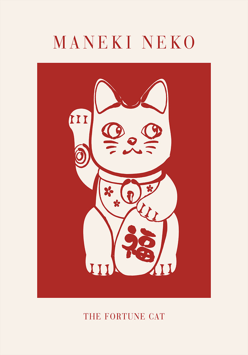 Maneki-Neko Cat Red