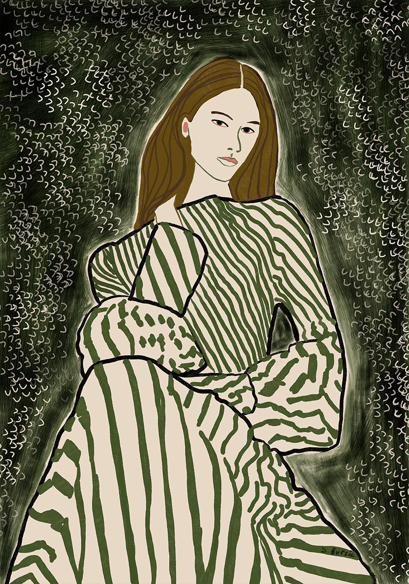 Žena sedí